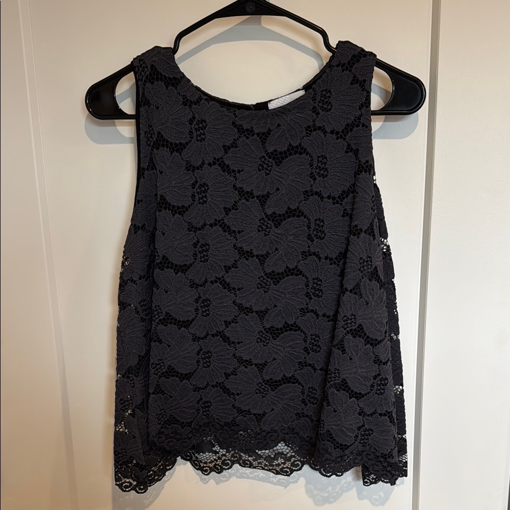 14th & Union Black Boxy Embellished Tank Top